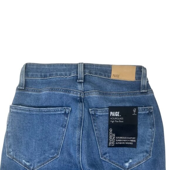 New Paige Hourglass High Rise Boot Flare Jeans 25 In Bellflower Wash Distressed - Picture 9 of 16